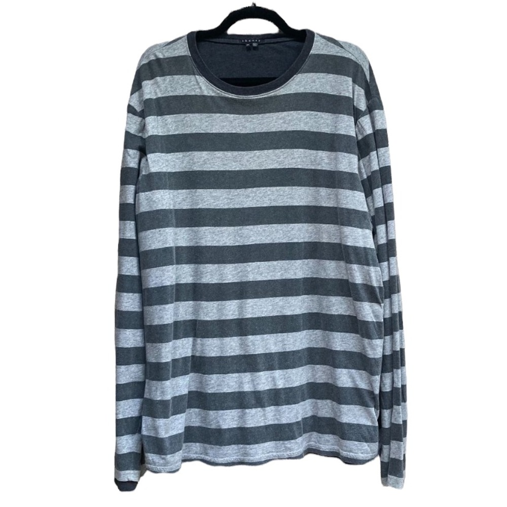 THEORY Top Striped Layered Long Sleeve Shirt Gray XXL